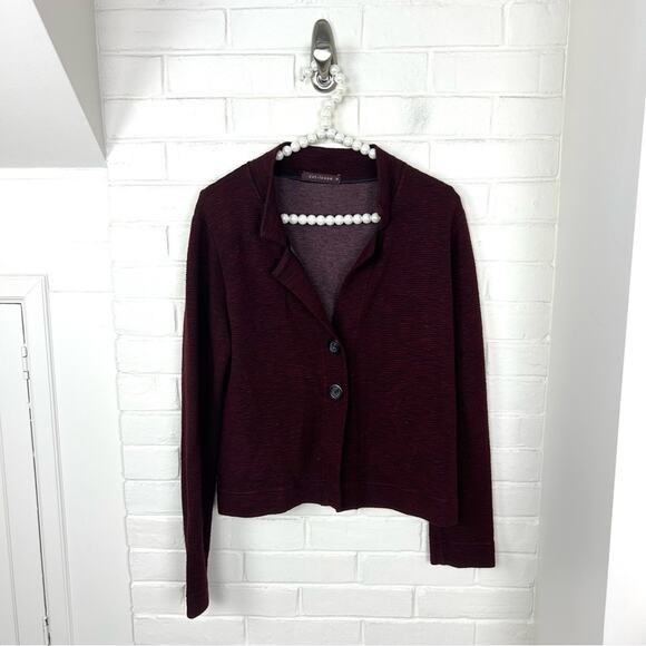 Cut Loose Red Black Ribbed Knit Button Front Lightweight Jacket Size S - Picture 1 of 6